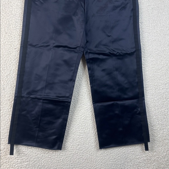 NWOT Ter Et Bantine Women Navy Satin High Waist Wide Leg Cropped Pants Size US 6 - Picture 7 of 12